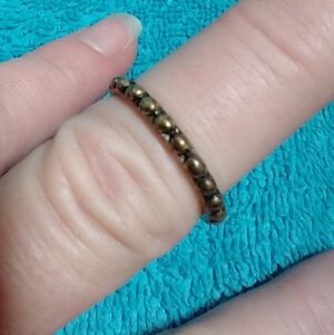 Elegant Gold-Toned Beaded Band Ring